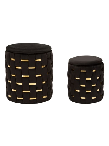 Mauro Ferretti Pouf mit Behälter aus Polyester und Metall 2er-Set