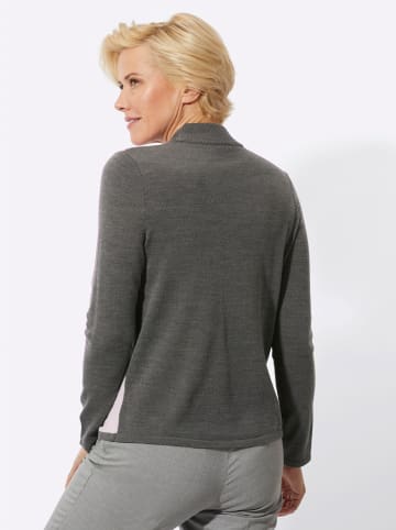 WITT WEIDEN Stehkragenpullover in graphit-burgund-gemustert