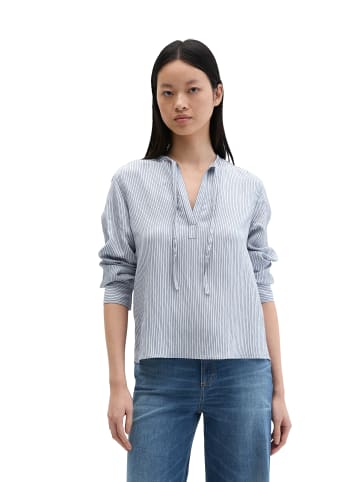 Marc O'Polo Crinkle-Streifenbluse A-Shape in Medium Blue