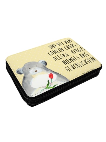 Mr. & Mrs. Panda Stiftemappe Chinchilla Blume Motiv mit Spruch in Gelb Pastell