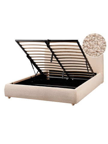 Beliani Doppelbett BLAGNAC in Beige/Braun - (W) 156 x (H) 98 x (L) 228 cm