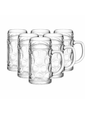 VAN WELL 6er Set Bierkrüge geeicht München 0,5 Liter in transparent