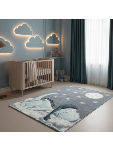 KADIMA DESIGN Kinderteppich Waschbar Dino COGNE Strapazierfähig OEKO-TEX Kinderzimmer