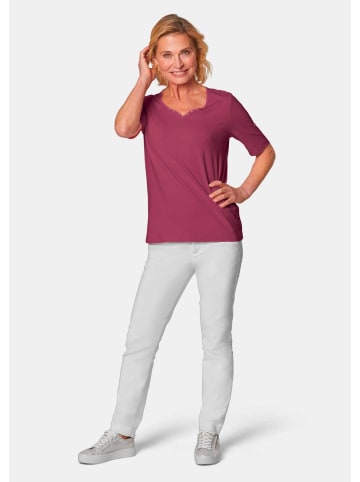 GOLDNER T-Shirt Halbarm Basic-Shirt aus Baumwolle in merlot