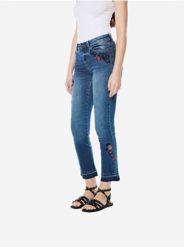 KOROSHI Gemusterte denim-embroidery jeans in blau