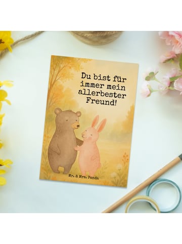 Mr. & Mrs. Panda Postkarte Bär und Hase Umarmen Design mit Spruch in Weiß