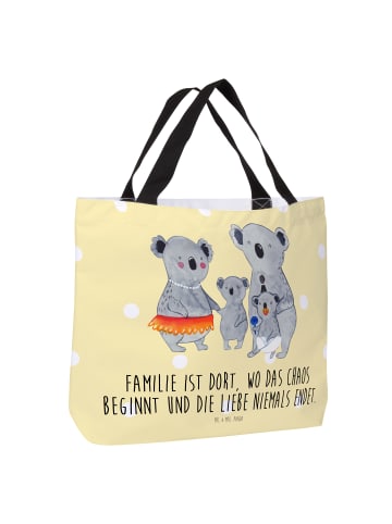 Mr. & Mrs. Panda Tote Bag Damen Koala Familie mit Spruch in Gelb Pastell