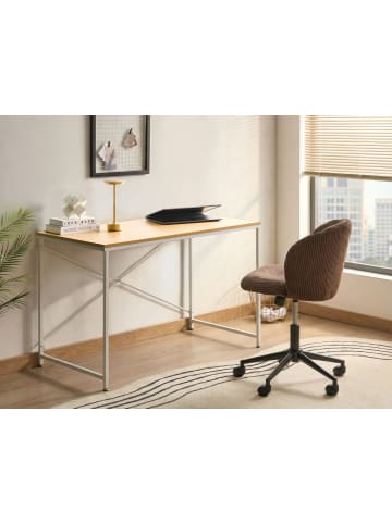 Beliani Schreibtisch ANDASTE in Weiß/Braun - (W) 120 x (H) 75 x (L) 60 cm