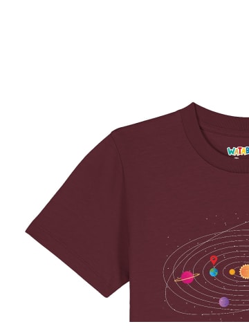 wat? Apparel T-Shirt Sonnensystem in Weinrot