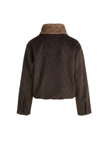 Zero  Casual-Jacke mit Kunstfellkragen in Dark Brown Melange
