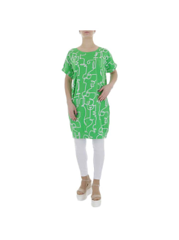 Ital-Design Bluse in Grün und Weiß