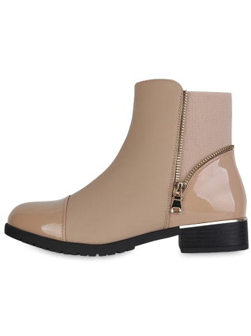 VAN HILL Klassische Stiefeletten Harper in Beige Lack