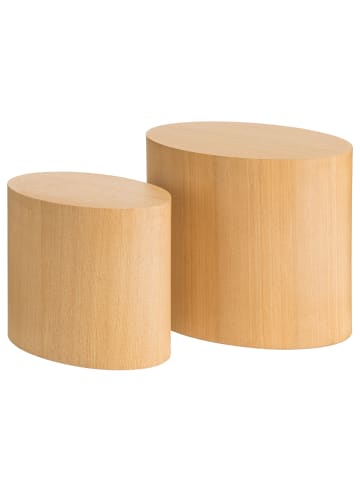 home24 Beistelltisch Elipse oval 2er-Set in Esche Hell
