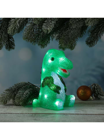 HOLLYHOPPER LED Dinosaurier Acryl Tierfigur für Kinderzimmer oder Garten H: 21cm in grün