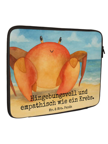 Mr. & Mrs. Panda Laptop Tasche Sternzeichen Krebs Design mit Spruch in Weiß