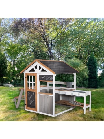 roba Gartenspielhaus aus Holz - inkl. Spielküche und Picknick-Tisch & Bank
