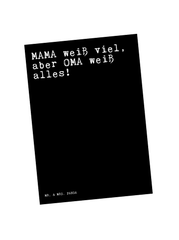 Mr. & Mrs. Panda Postkarte MAMA weiß viel, aber... mit Spruch in Schwarz