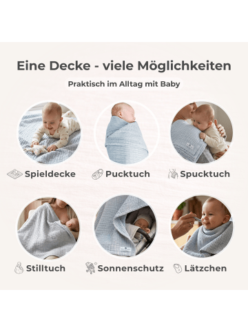 nordic coast company Musselindecke, Puckdecke, Einschlagdecke, Babydecke Musselin, atmungsaktiv