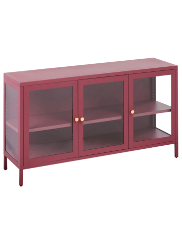 Beliani Vitrine NEWPORT in Rot/Gold - (W) 115 x (H) 64 x (L) 35 cm