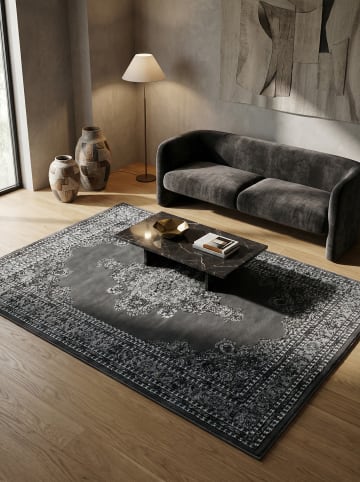 KADIMA DESIGN Teppich Orient Kurzflor Medaillon Polypropylen Wohnzimmer in Grau