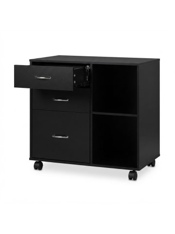 relaxdays Rollcontainer in Schwarz - (B)80 x (H)66 x (T)40 cm