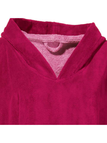 Erwin Müller Velours-Frottier Unisex-Poncho lang mit Kapuze in fuchsia