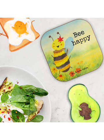 Mr. & Mrs. Panda Bierdeckel Biene Happy Design mit Spruch in Weiß