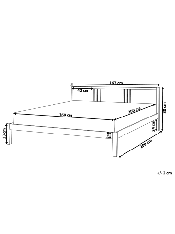 Beliani Doppelbett VANNES in Braun - (W) 167 x (H) 80 x (L) 209 cm