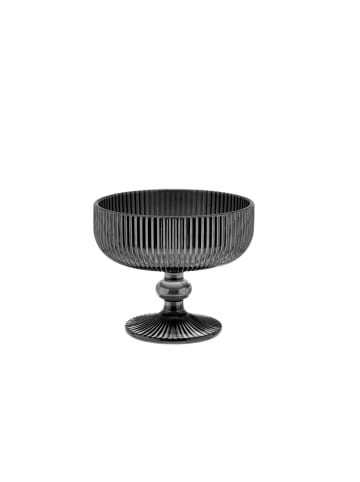 Almina Glasschalen 6er Set, 250 ml - Dessertschalen mit Fuß und geriffeltem in Schwarz