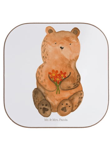 Mr. & Mrs. Panda Tischuntersetzer Bär Dankbar ohne Spruch in Weiß