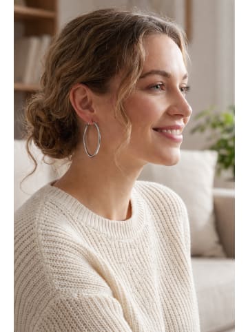 Steel_Art Paar Creolen Ohrcreole 40 rose goldfarben in silberfarben poliert