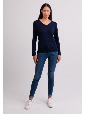 CASH-MERE.CH V-Ausschnitt Pullover in Marine Blau