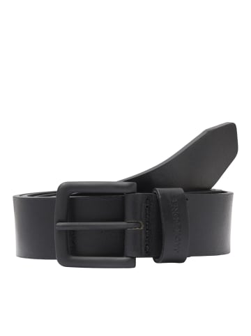 Jack & Jones Legerer Echtleder Gürtel Klassischer Leather Belt JACROMA in Schwarz