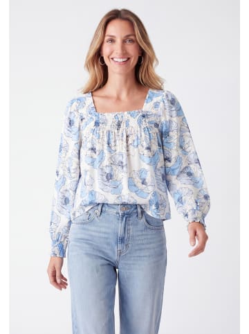 usha BLUE LABEL Women Blouse in Sky Blue White