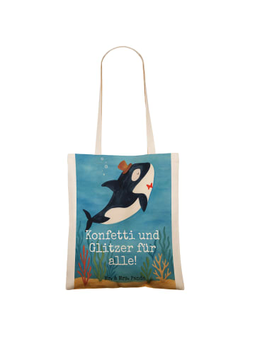 Mr. & Mrs. Panda Tragetasche Orca Zylinder Design mit Spruch in Weiß