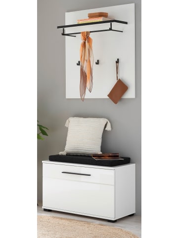Furn.Design Garderoben-Set 3-teilig weiß Hochglanz 80 cm, Kombination mit Stauraum