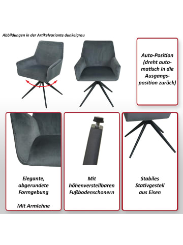 MCW 2er-Set Esszimmerstuhl L91 drehbar mit Auto-Position, Dunkelgrau