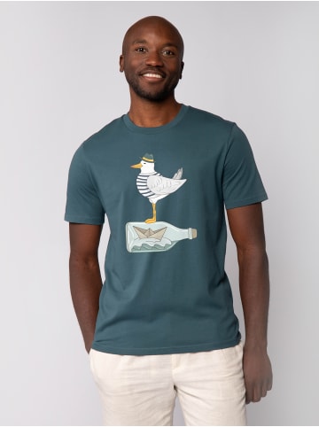 wat? Apparel T-Shirt Möwe mit Hut in Petrol