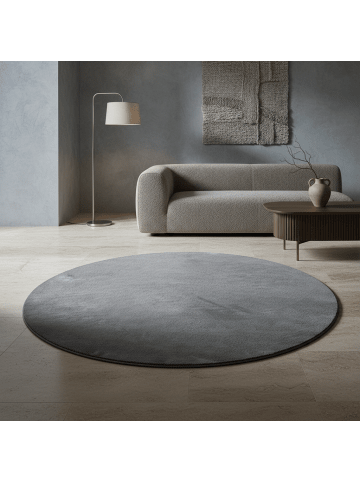 KADIMA DESIGN Teppich Kurzflor Waschbar Einfarbig LECH Strapazierfähig OEKO-TEX in Grau