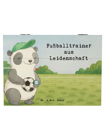 Mr. & Mrs. Panda Holzkiste Fußballtrainer Leidenschaft Design mi... in Weiß