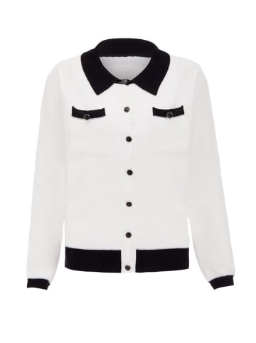 CARNEA Damen Strickjacke in Wollweiss Schwarz