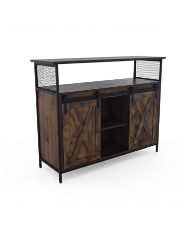 relaxdays Sideboard in Braun/ Schwarz - (B)100 x (H)80 x (T)33 cm