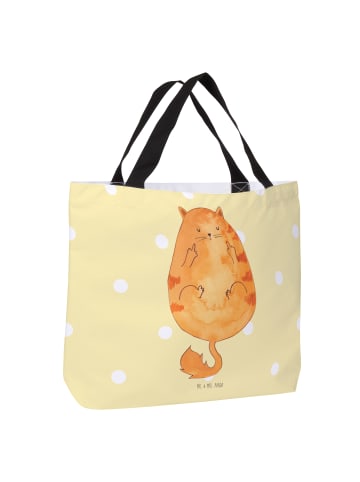 Mr. & Mrs. Panda Shopper Tasche Katze Frühaufsteher ohne Spruch in Gelb Pastell