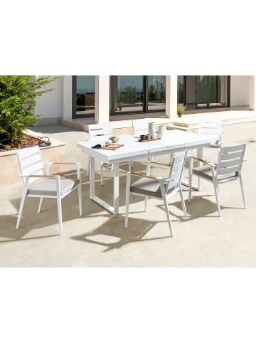 Beliani 7-tlg Gartentisch Set VALCANETTO/TAVIANO in Weiß/Grau/Braun