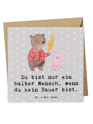 Mr. & Mrs. Panda Deluxe Karte Bauer Herz mit Spruch in Grau Pastell