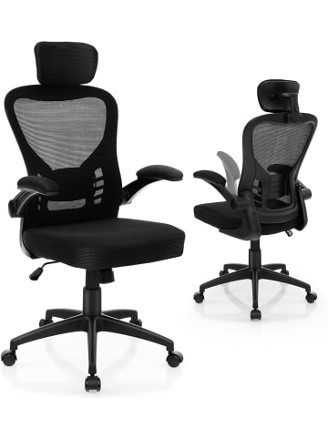 COSTWAY Ergonomischer Bürostuhl mit Verstellbarer Lendenstütze in Schwarz