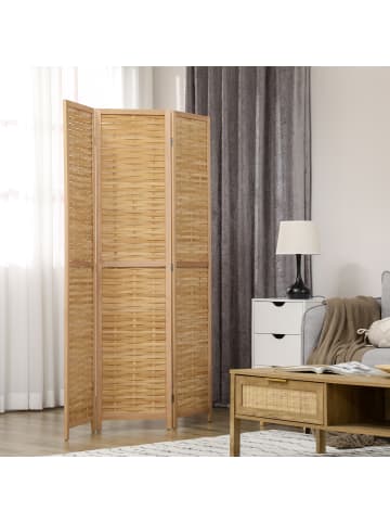HOMCOM Paravent in Naturholz 160L x 1,8B x 170H cm