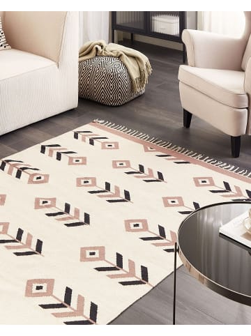 Beliani Kelim NIAVAN in Beige/Schwarz - (W) 160 x (L) 230 cm