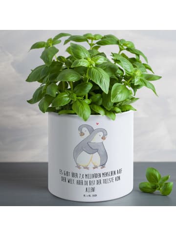 Mr. & Mrs. Panda XL Blumentopf Pinguine Kuscheln mit Spruch in Weiß