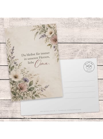 Mr. & Mrs. Panda Trauerkarte Blumen tröstlich Design mit Spruch in Weiß